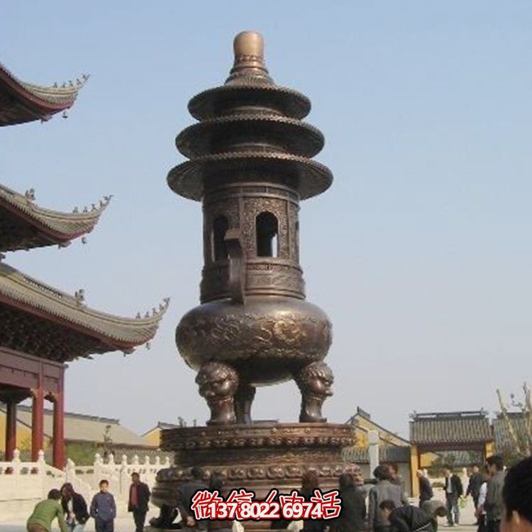 精美鑄銅大型寶蓋香爐，祈福燒香進寶
