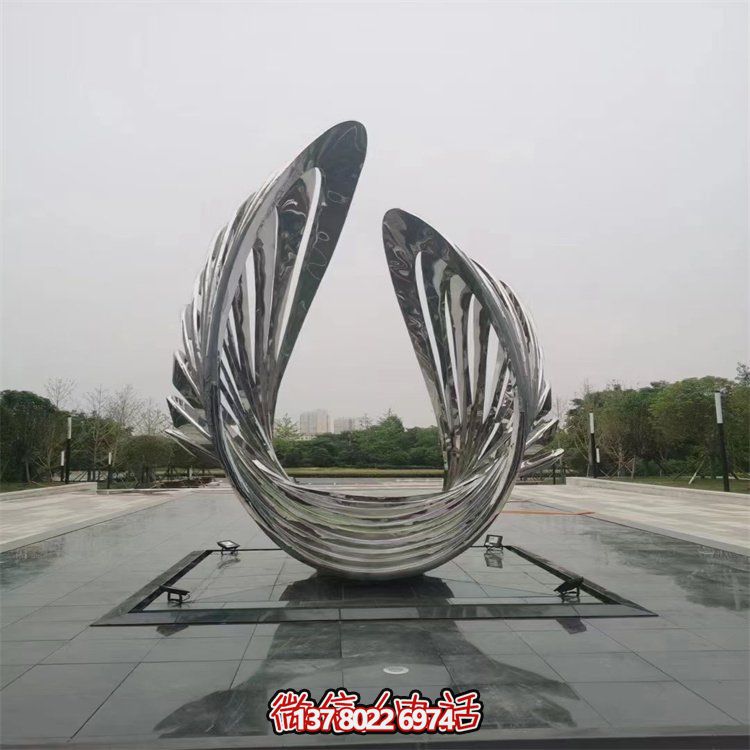 不銹鋼抽象翅膀藝術(shù)雕塑，為戶(hù)外廣場(chǎng)增添獨(dú)特景觀