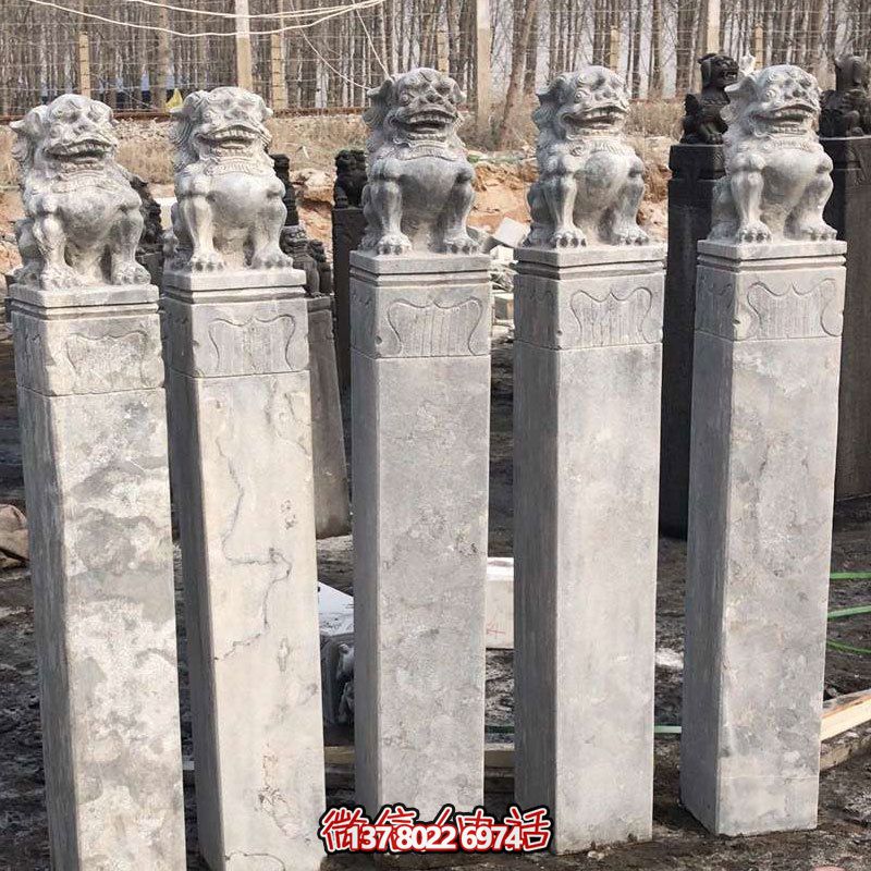 精美大理石獅子拴馬柱，點綴庭院園林