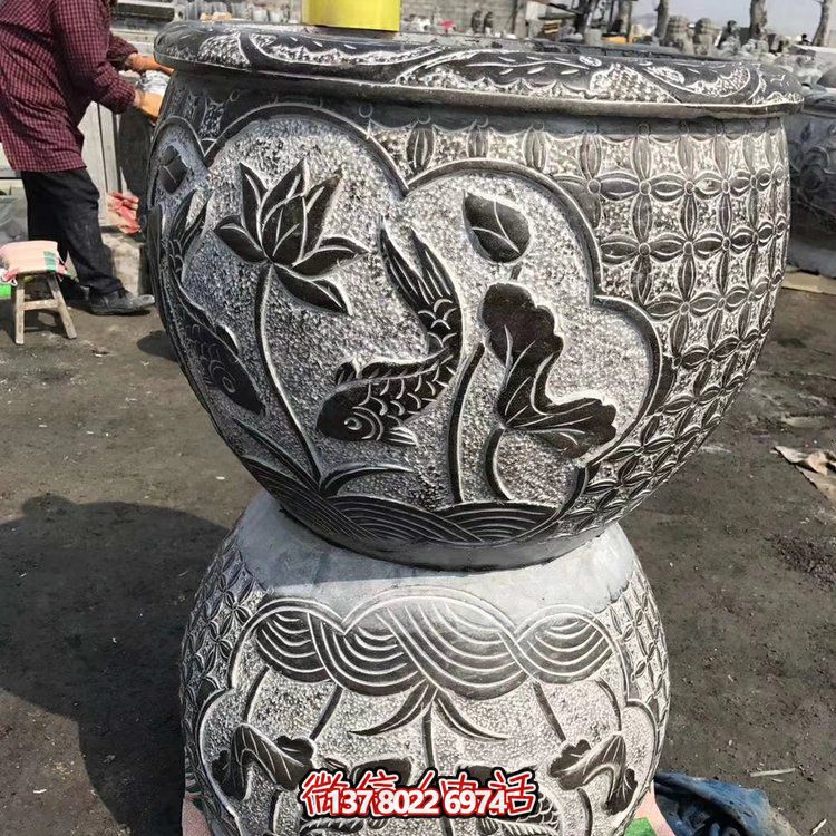 古典中式仿古石雕花盆，為您的庭院增添古風雅致