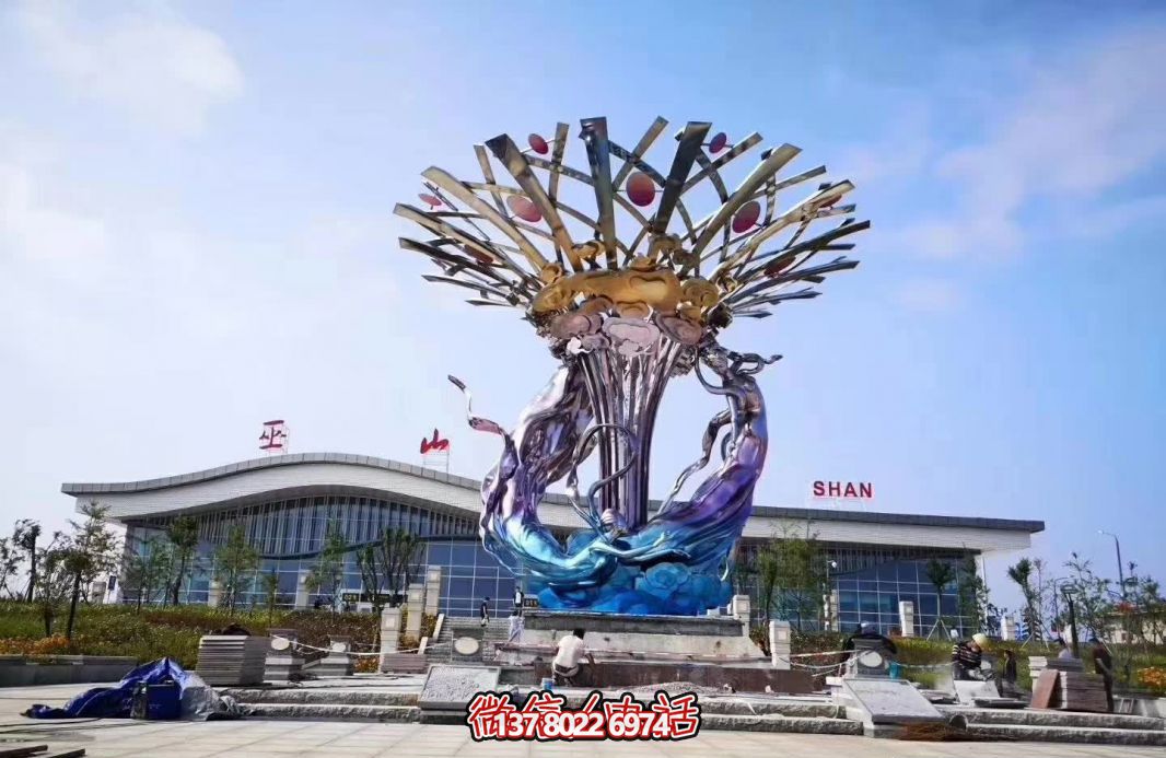 玻璃鋼美人魚雕塑，給廣場帶來彩繪跳舞美景