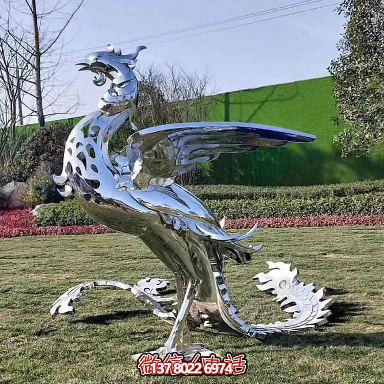 精美不銹鋼鳳凰雕塑，裝飾您的室外景觀