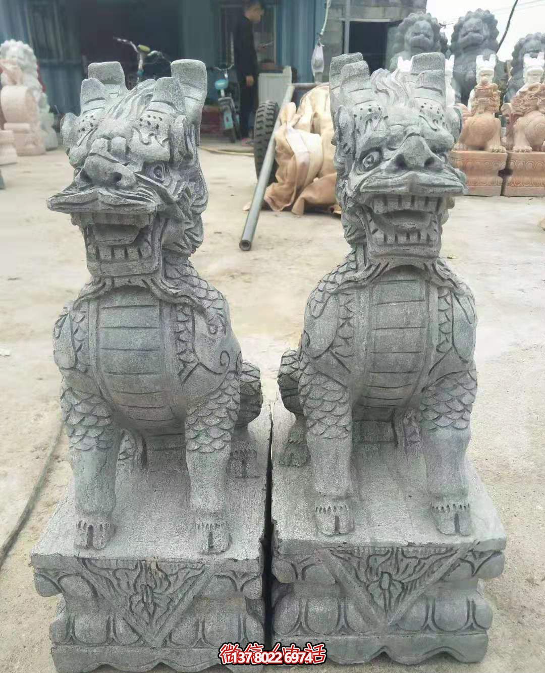 戶(hù)外景區(qū)大型大理石石雕麒麟雕塑