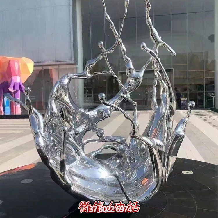 鏡面不銹鋼戶(hù)外廣場(chǎng)海浪浪花雕塑